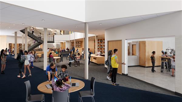 Maker space area porch off the library